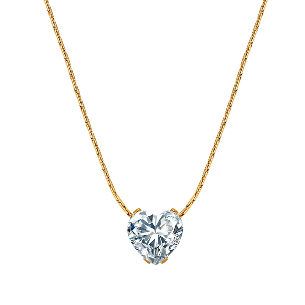Aura Amour // Solitaire Heart-Cut CZ Pendant Necklace