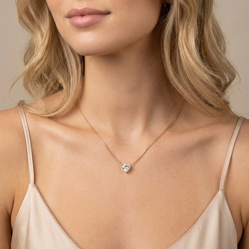 Aura Amour // Solitaire Heart-Cut CZ Pendant Necklace