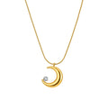 Aura Celestial // Sculptural Crescent Moon CZ Pendant Necklace
