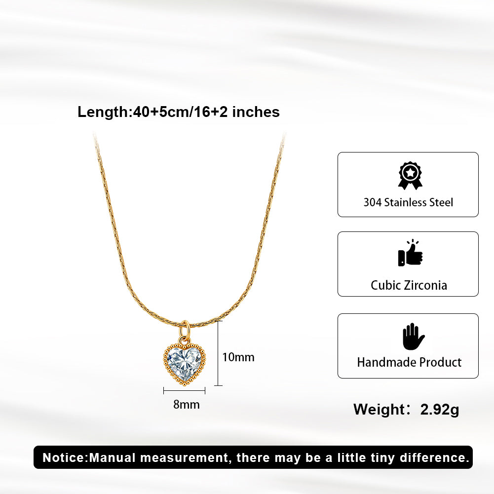 Aura Amour // Heart-Cut CZ Crystal Beaded Pendant Necklace