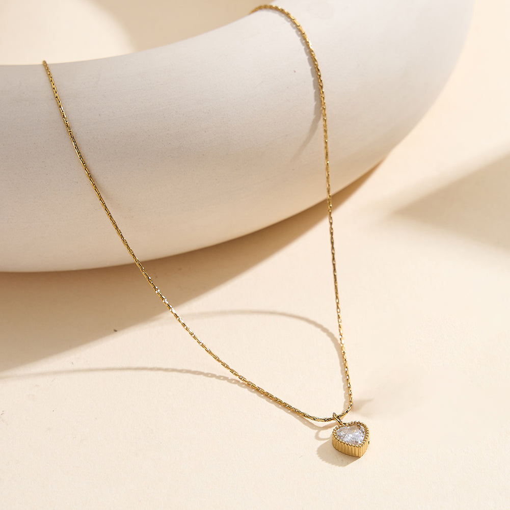 Aura Amour // Heart-Cut CZ Crystal Beaded Pendant Necklace