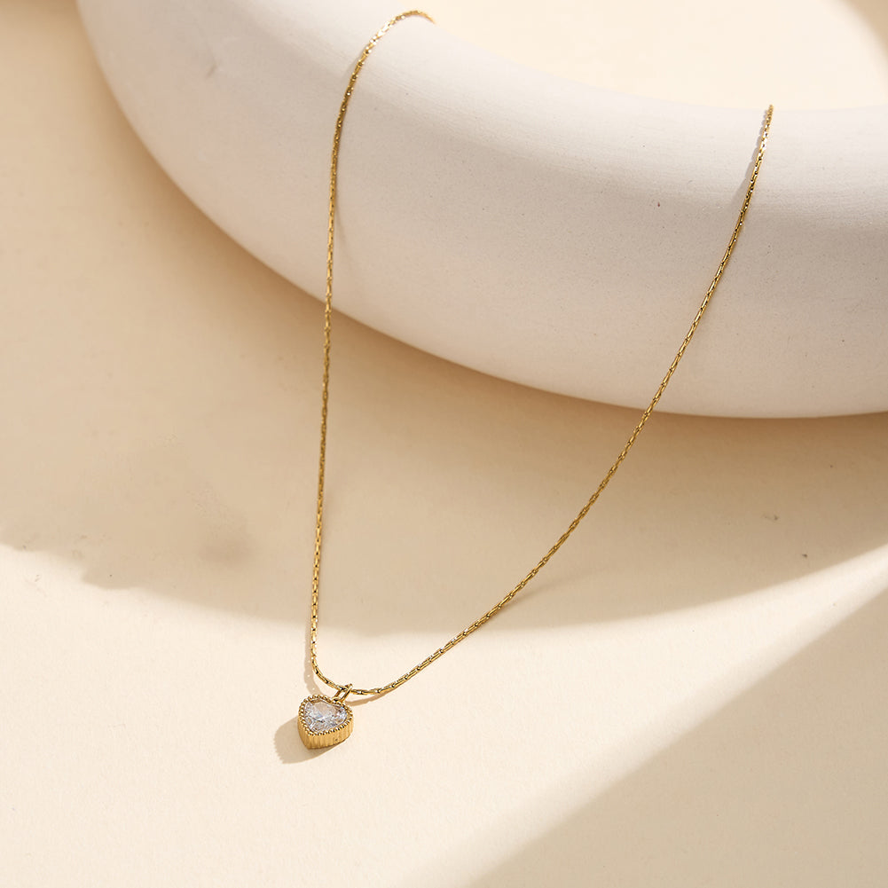 Aura Amour // Heart-Cut CZ Crystal Beaded Pendant Necklace