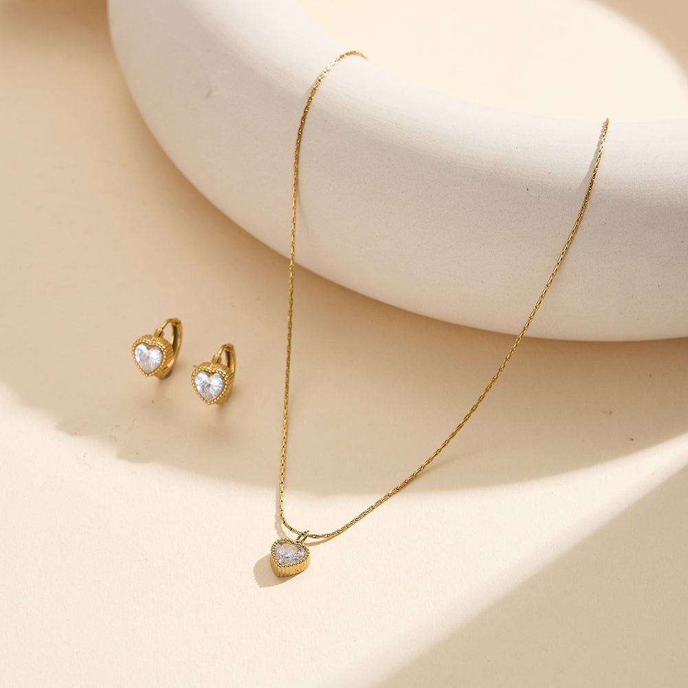 Aura Amour // Heart-Cut CZ Crystal Beaded Pendant Necklace