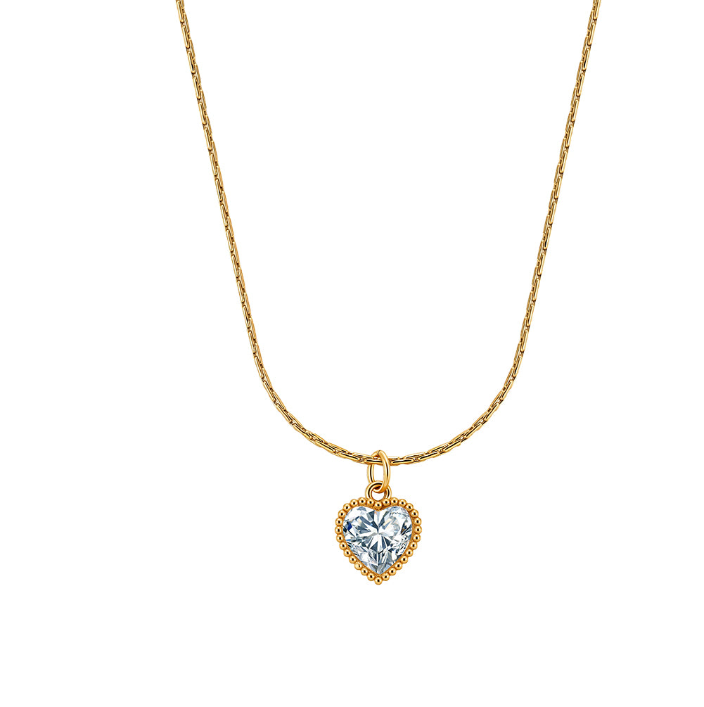 Aura Amour // Heart-Cut CZ Crystal Beaded Pendant Necklace