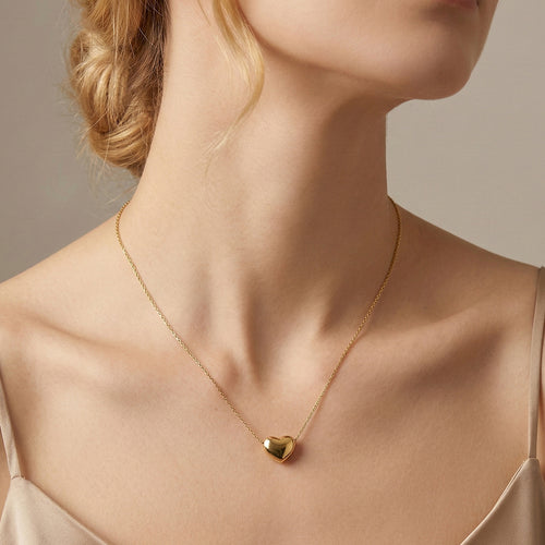 Aura Amour // Sculptural Slide-Through Puffy Heart Necklace