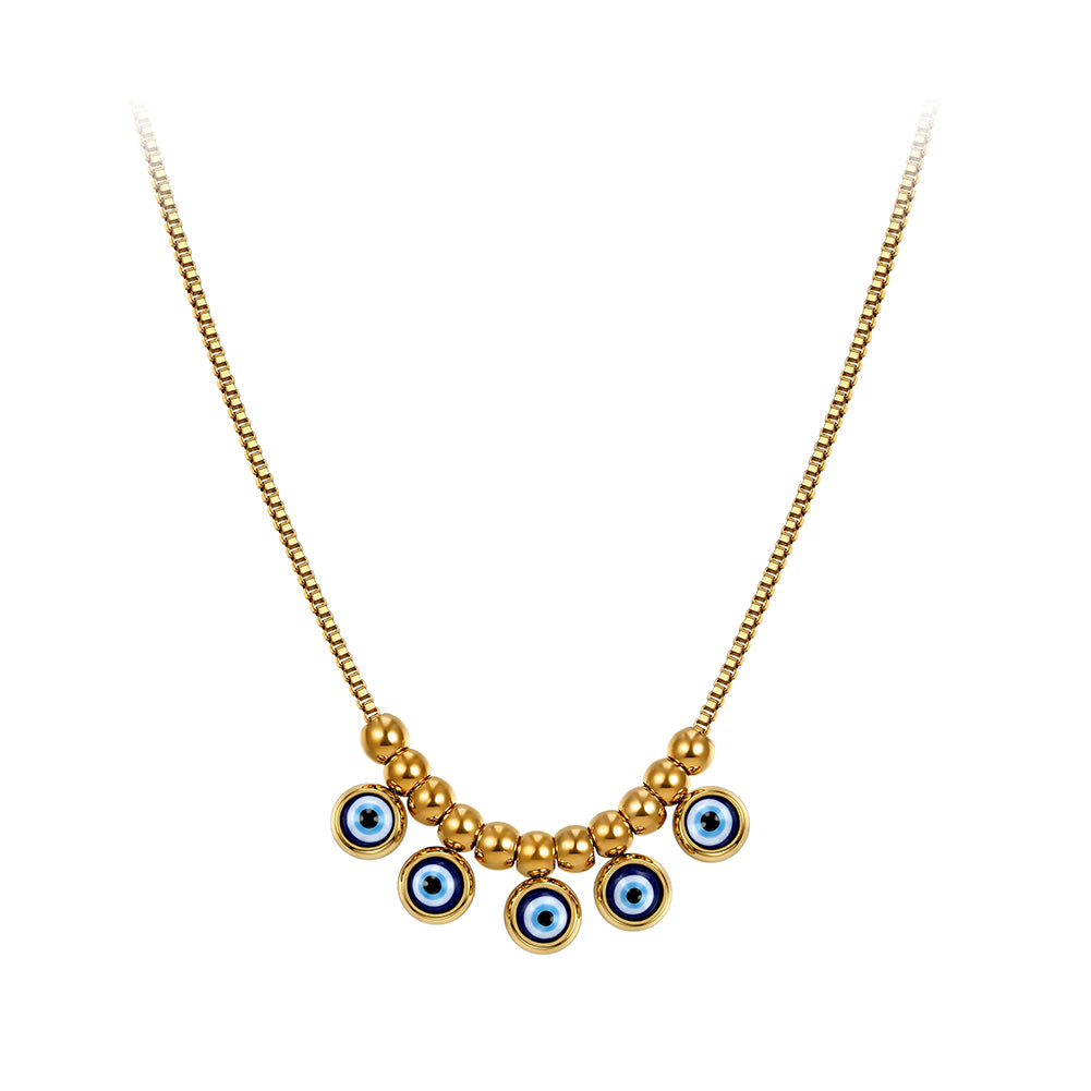 Velvet Oracle // Multi Evil Eye Textured Charm Necklace