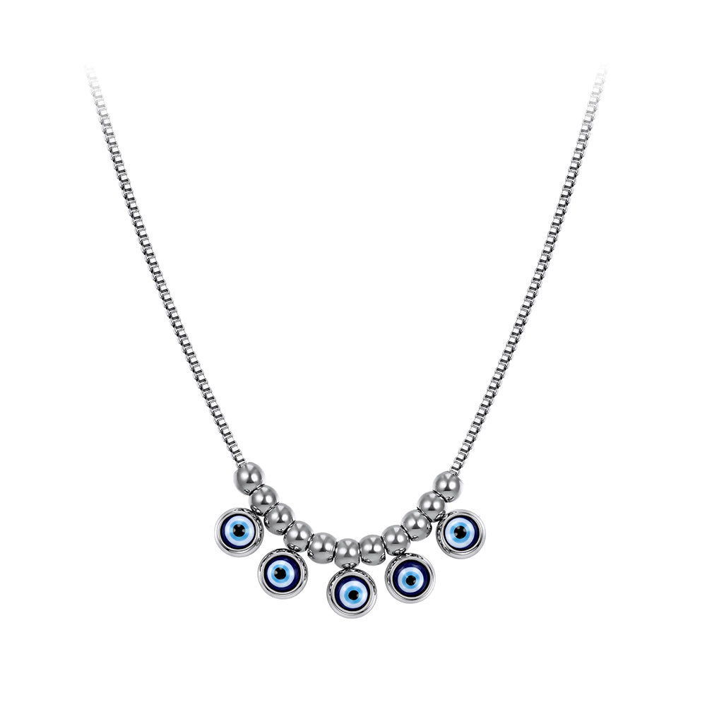 Velvet Oracle // Multi Evil Eye Textured Charm Necklace