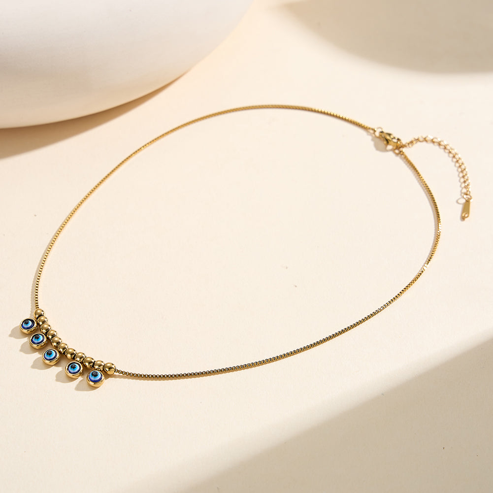 Velvet Oracle // Multi Evil Eye Textured Charm Necklace