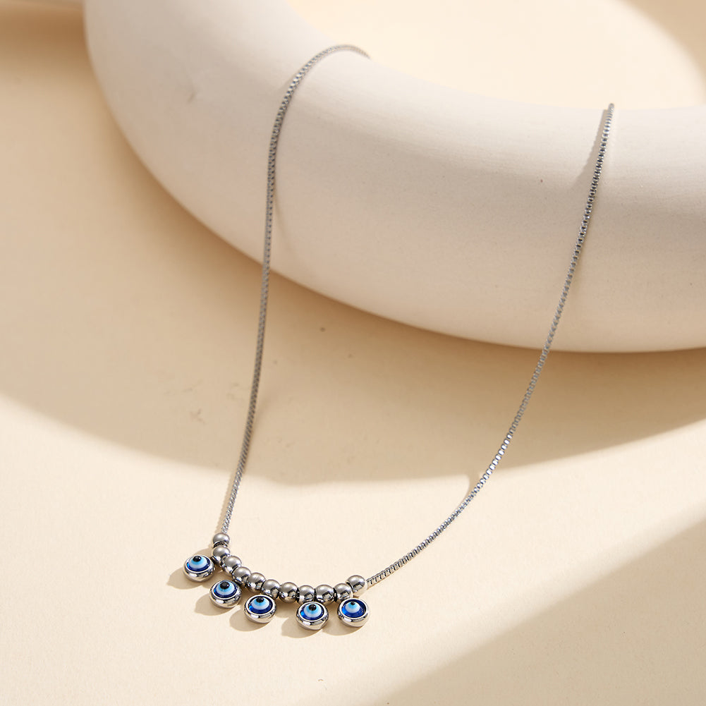 Velvet Oracle // Multi Evil Eye Textured Charm Necklace