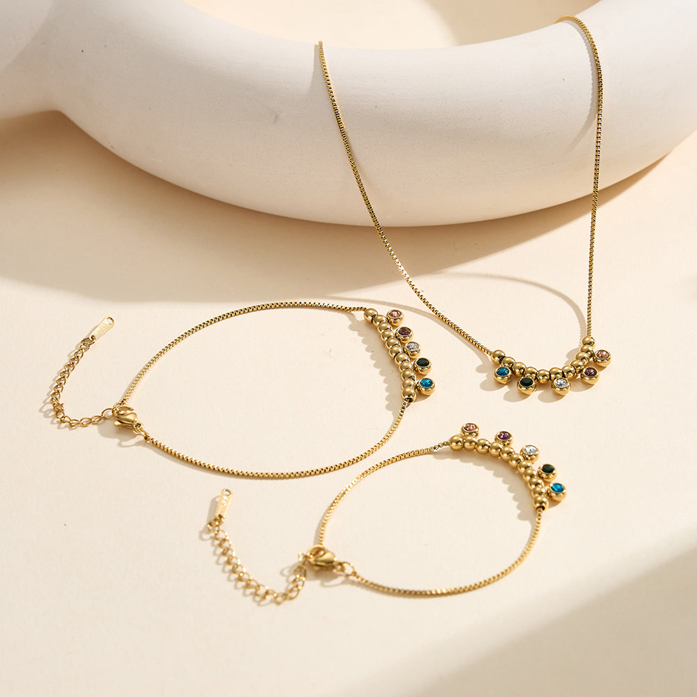 Velvet Rhythm // Colorful CZ Crystal Rainbow Charm Necklace