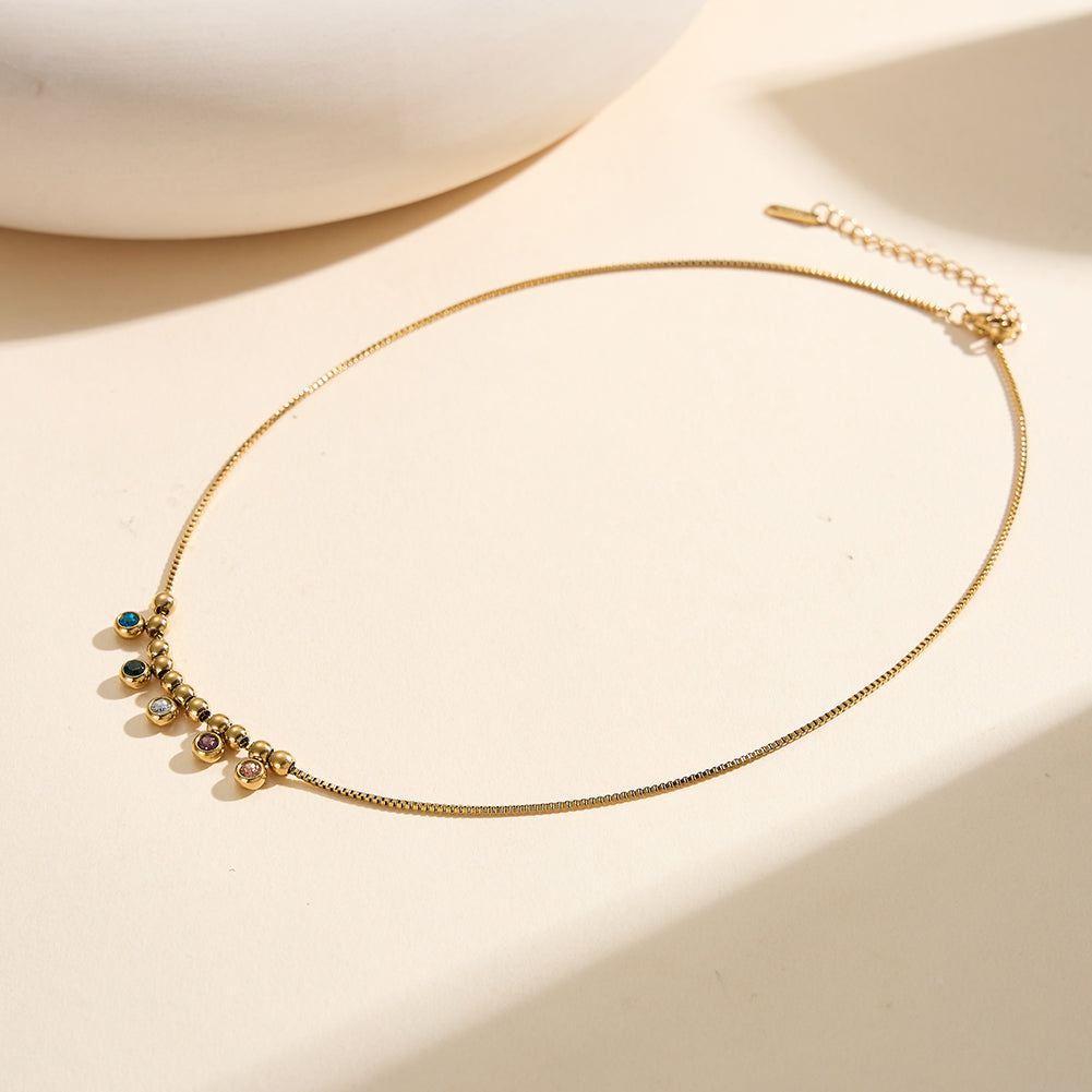 Velvet Rhythm // Colorful CZ Crystal Rainbow Charm Necklace