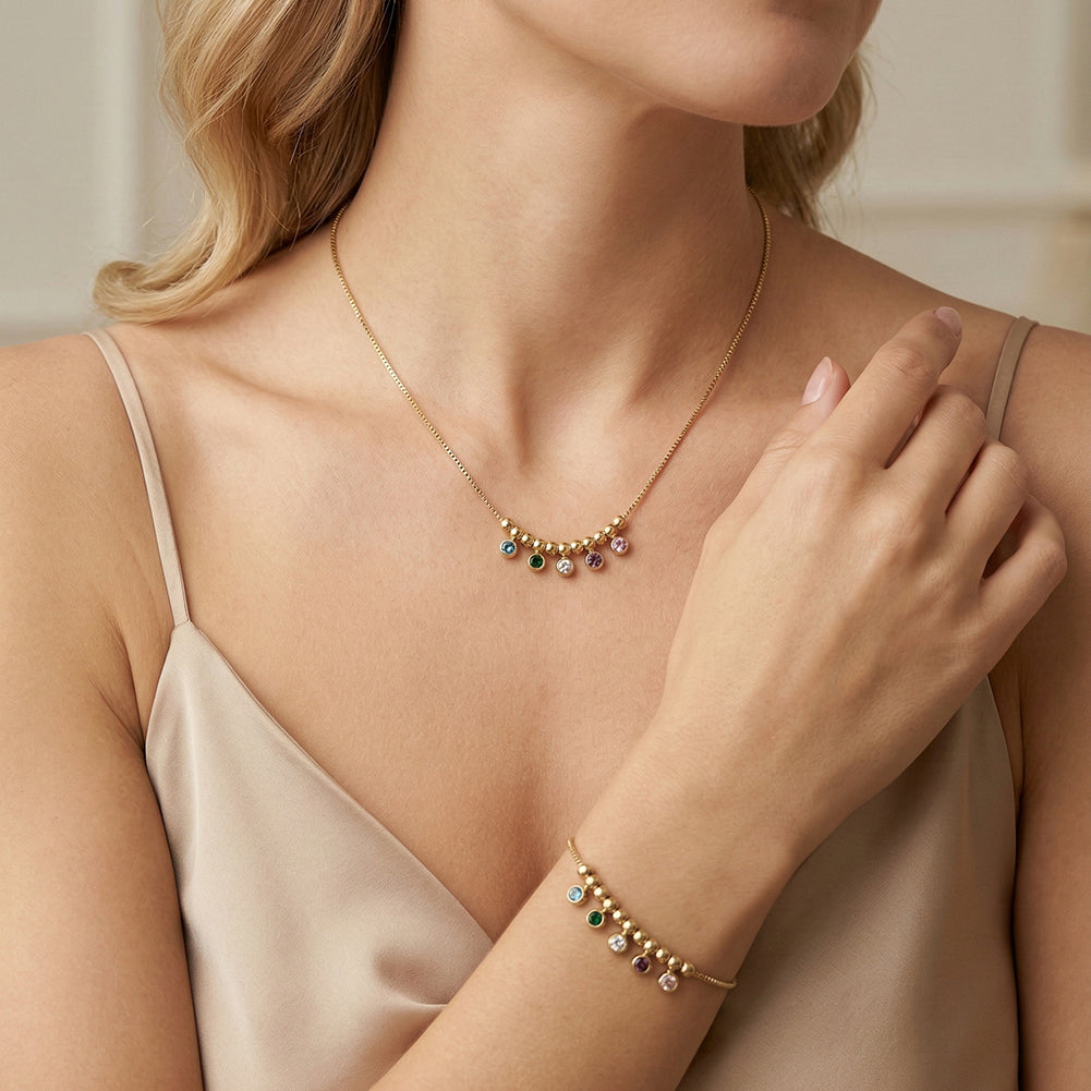 Velvet Rhythm // Colorful CZ Crystal Rainbow Charm Necklace