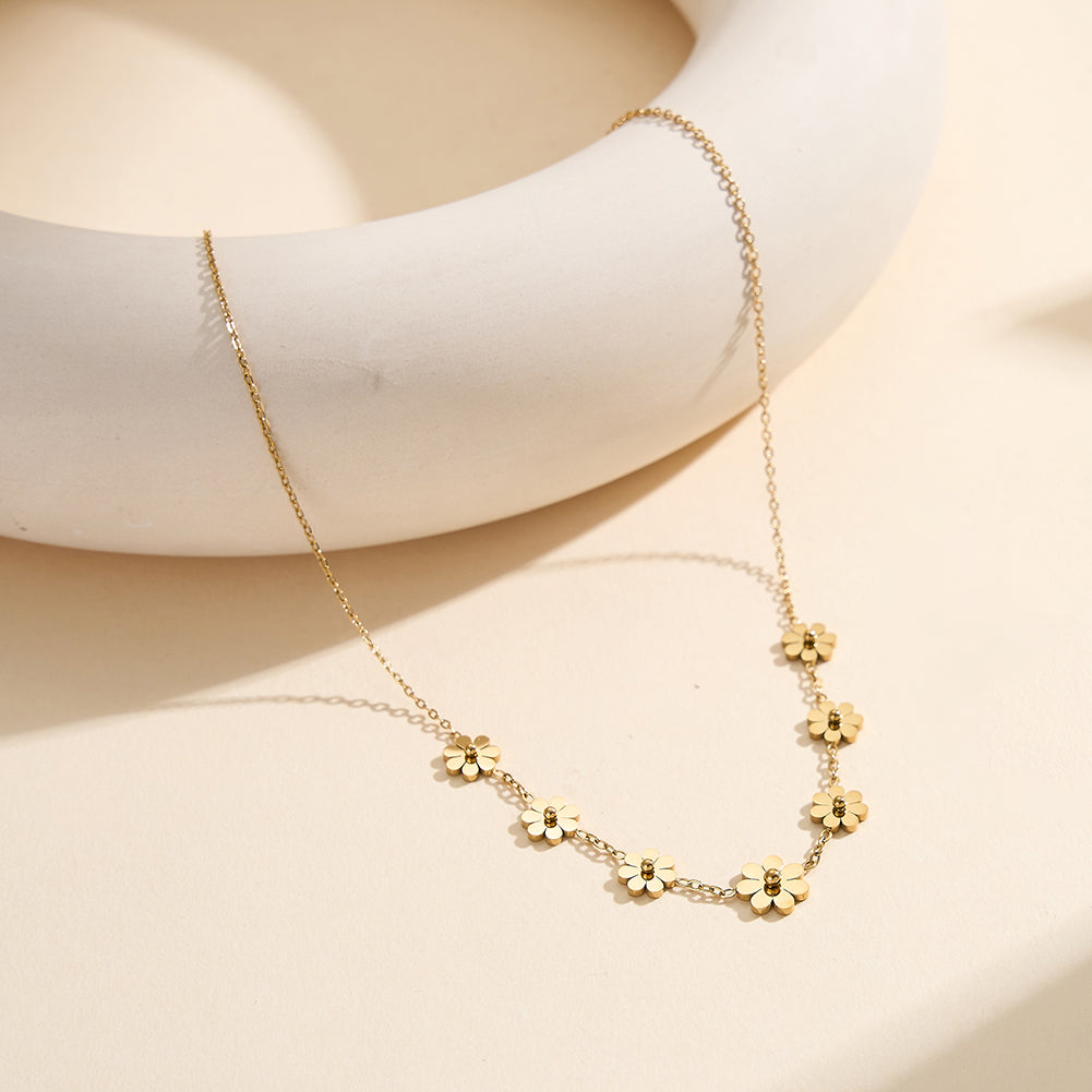 Aura Blossom // Sculptural Five-Petal Flower Charm Necklace