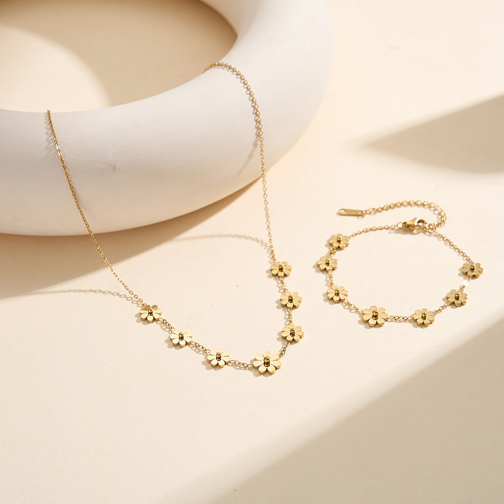 Aura Blossom // Sculptural Five-Petal Flower Charm Necklace