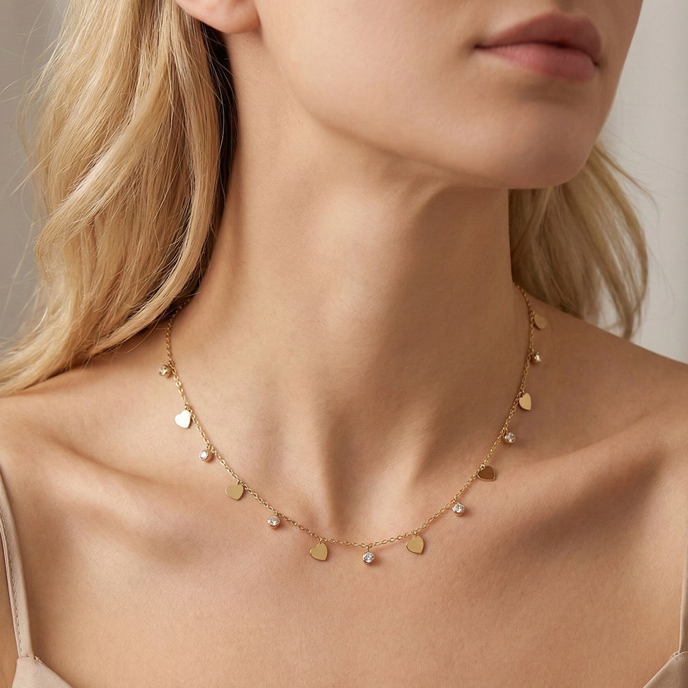 Aura Amour // Dainty Heart & CZ Crystal Shimmer Necklace