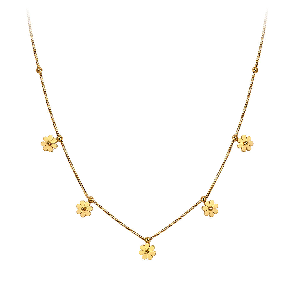 Aura Blossom // Sculptural Five-Petal Flower Bead Chain Necklace