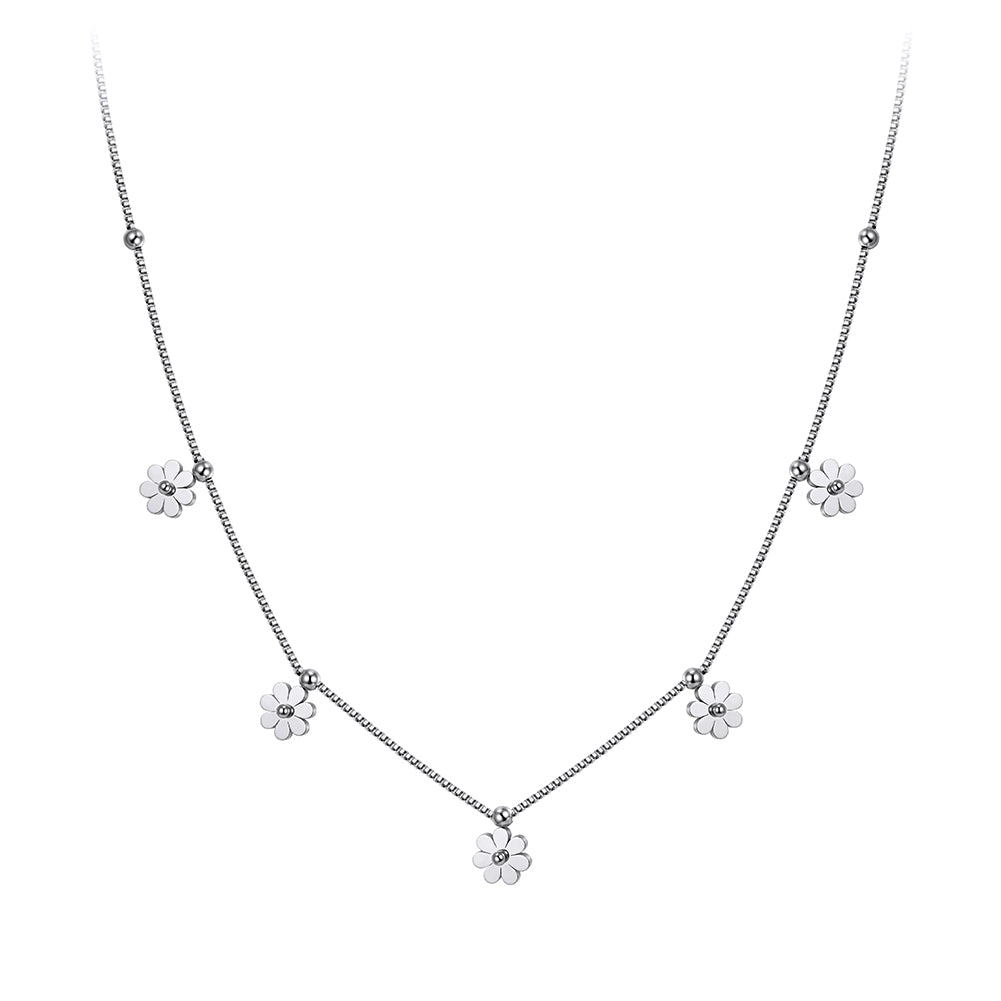 Aura Blossom // Sculptural Five-Petal Flower Bead Chain Necklace
