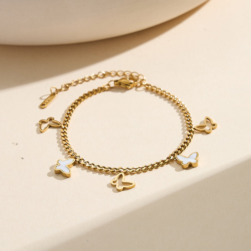 Aura Celestial // Mother of Pearl Butterfly Charm Anklet