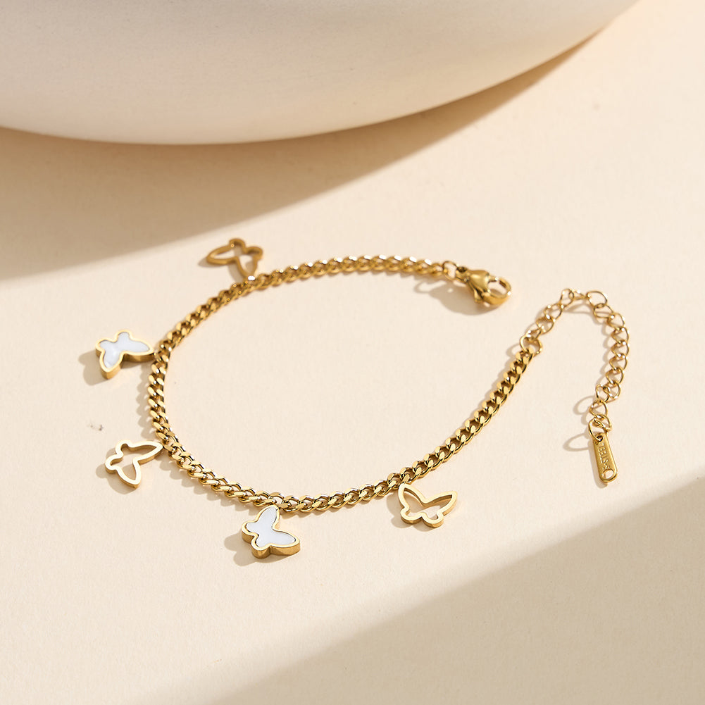 Aura Celestial // Mother of Pearl Butterfly Charm Anklet