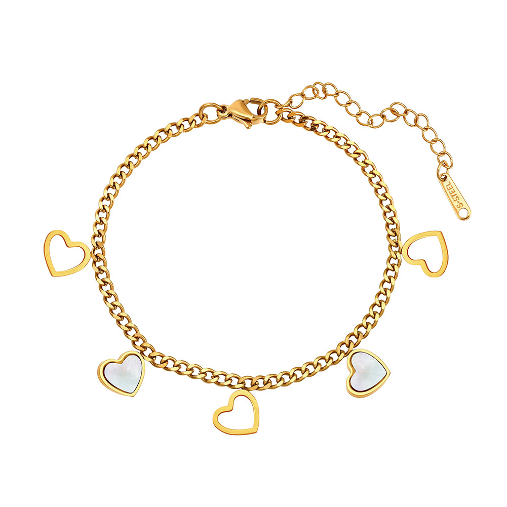 Aura Amour // Mother of Pearl Heart Charm Anklet