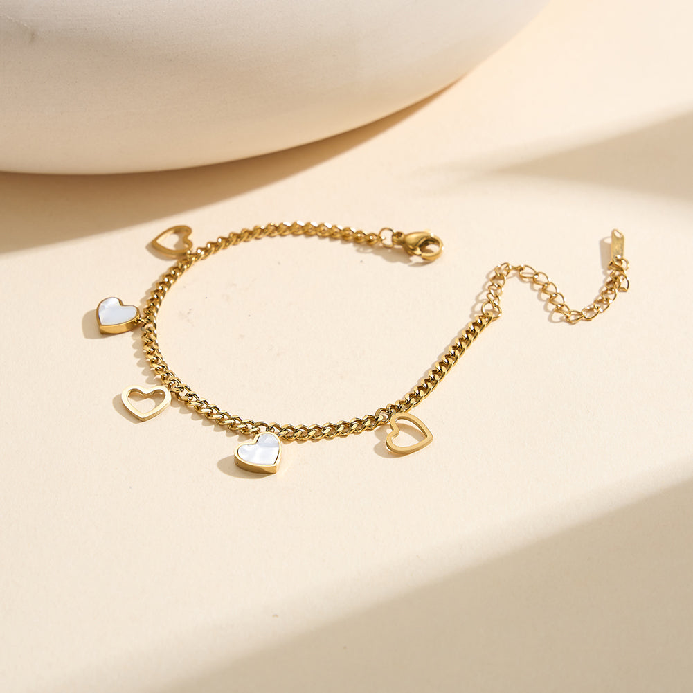 Aura Amour // Mother of Pearl Heart Charm Anklet