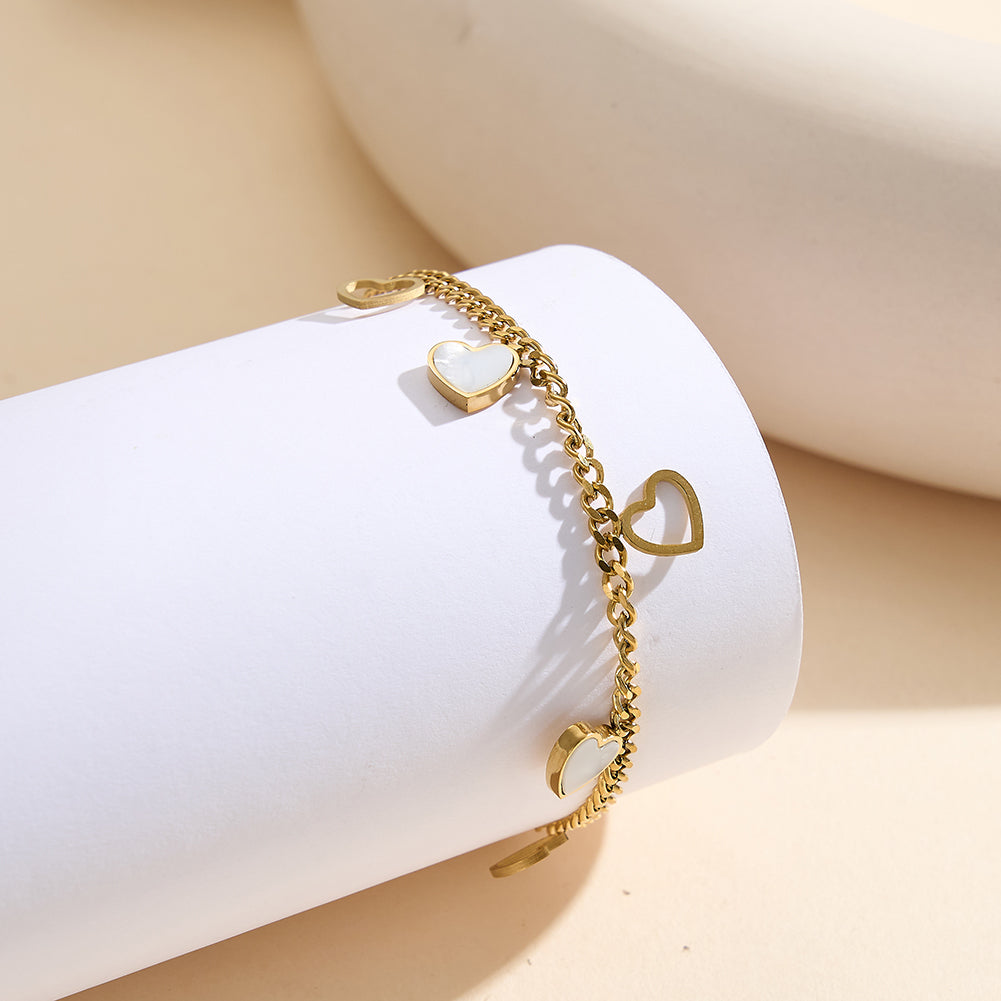 Aura Amour // Mother of Pearl Heart Charm Anklet
