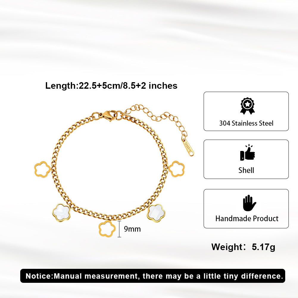 Aura Blossom // Mother of Pearl Flower Charm Anklet