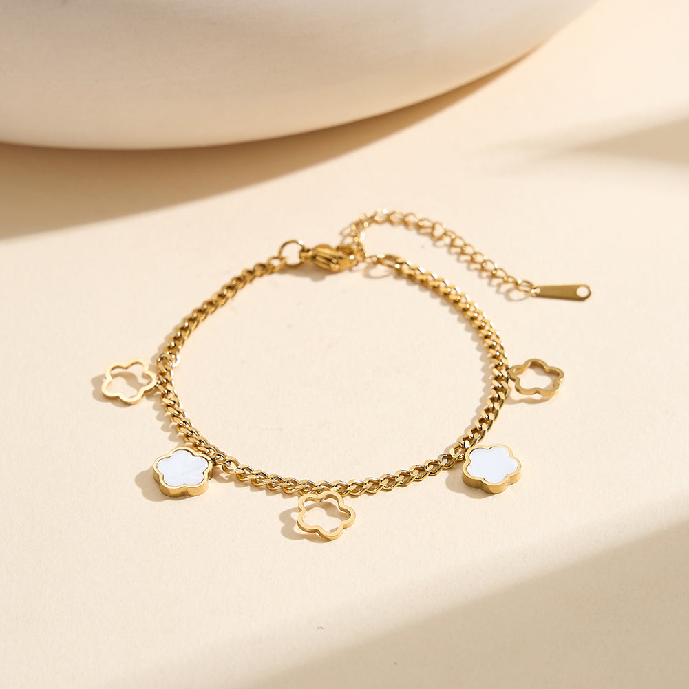 Aura Blossom // Mother of Pearl Flower Charm Anklet