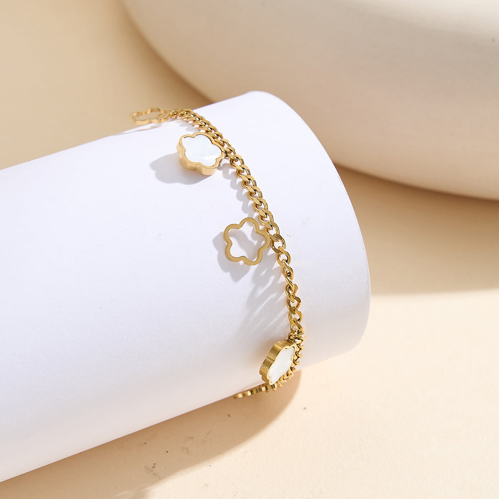Aura Blossom // Mother of Pearl Flower Charm Anklet