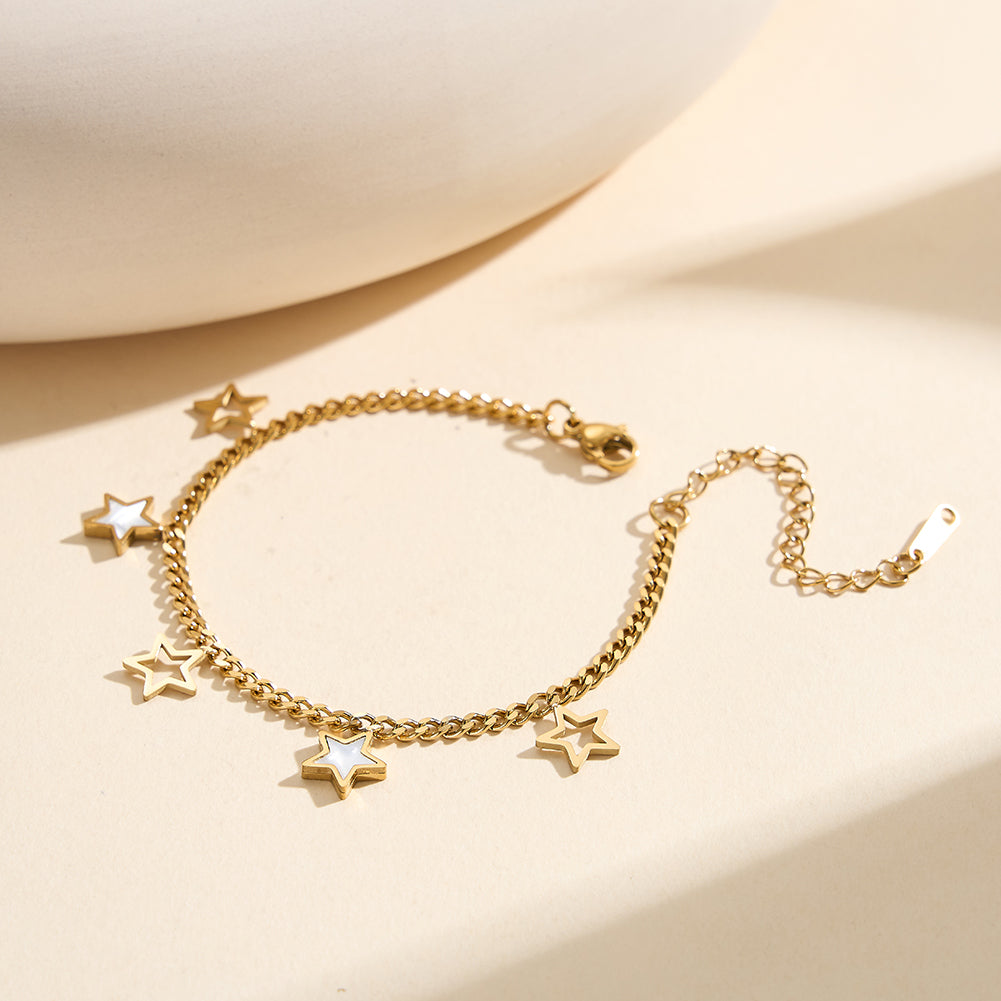 Aura Celestial // Mother of Pearl Star Charm Anklet