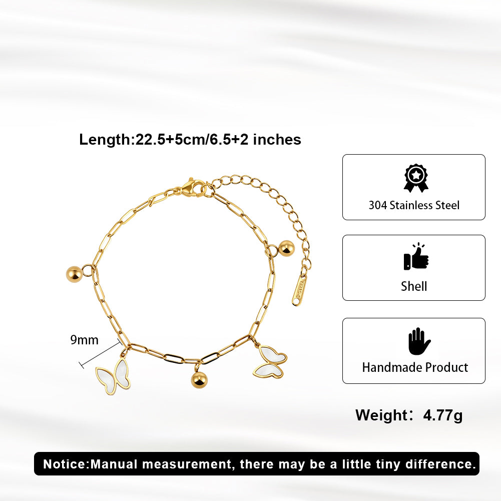 Aura Celestial // Mother of Pearl Butterfly & Bead Shimmer Anklet