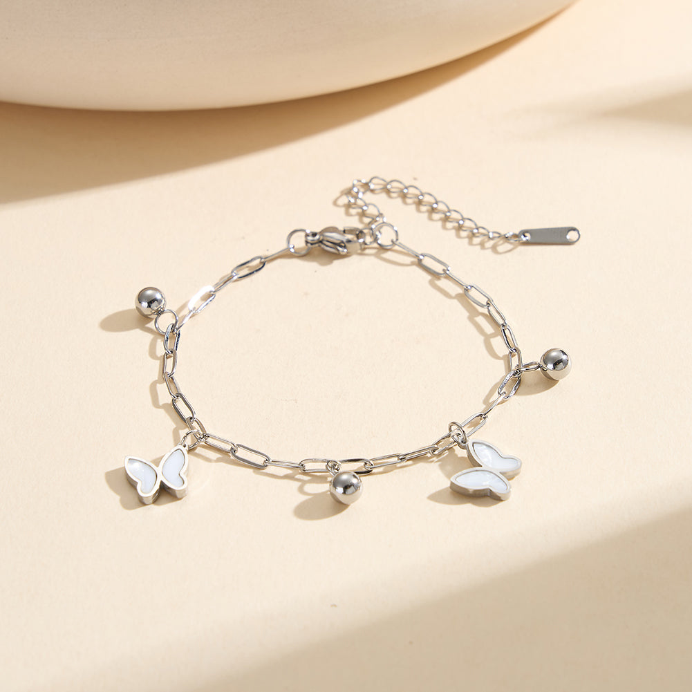 Aura Celestial // Mother of Pearl Butterfly & Bead Shimmer Anklet
