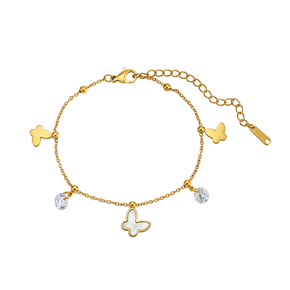 Aura Celestial // Mother of Pearl Butterfly Shimmer Charm Anklet
