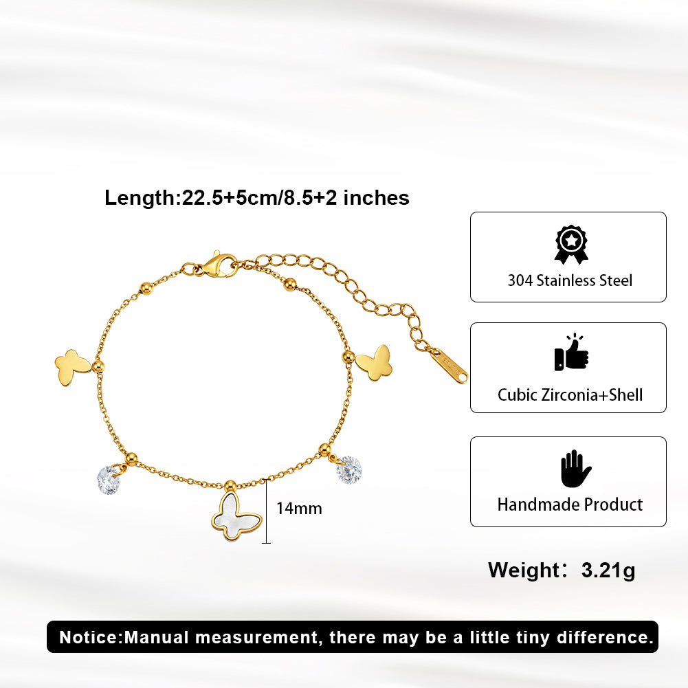Aura Celestial // Mother of Pearl Butterfly Shimmer Charm Anklet