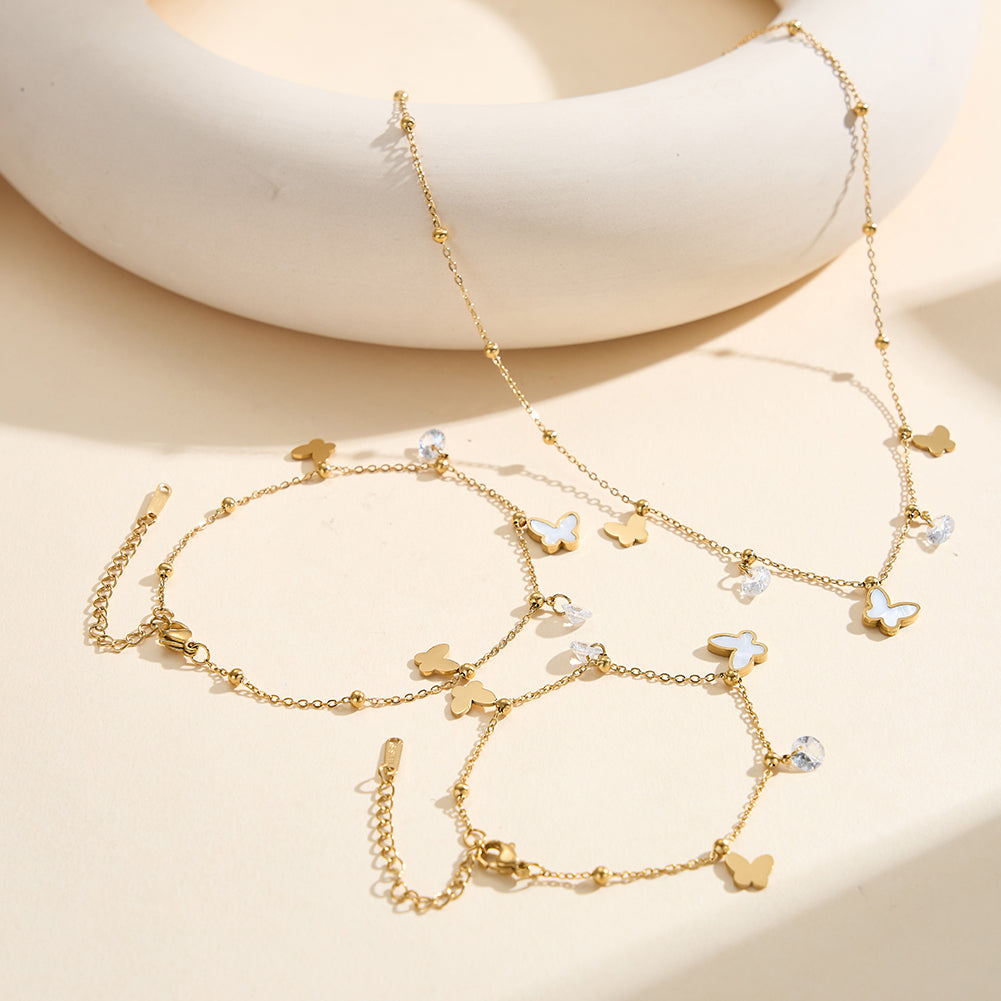 Aura Celestial // Mother of Pearl Butterfly Shimmer Charm Anklet