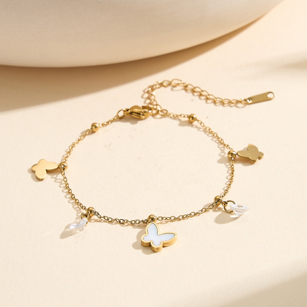 Aura Celestial // Mother of Pearl Butterfly Shimmer Charm Anklet