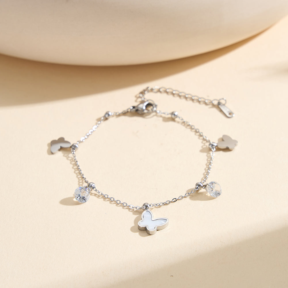 Aura Celestial // Mother of Pearl Butterfly Shimmer Charm Anklet