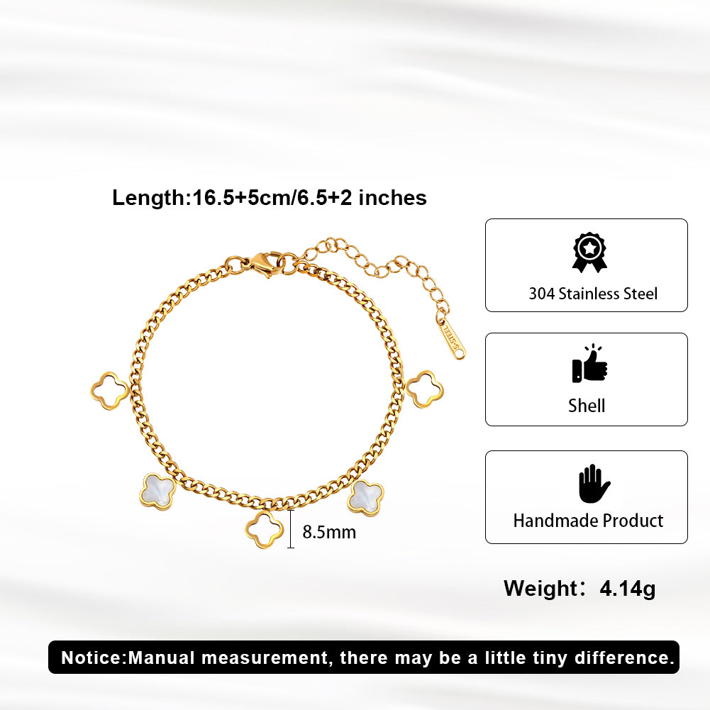 Aura Celestial // Mother of Pearl Clover Charm Bracelet