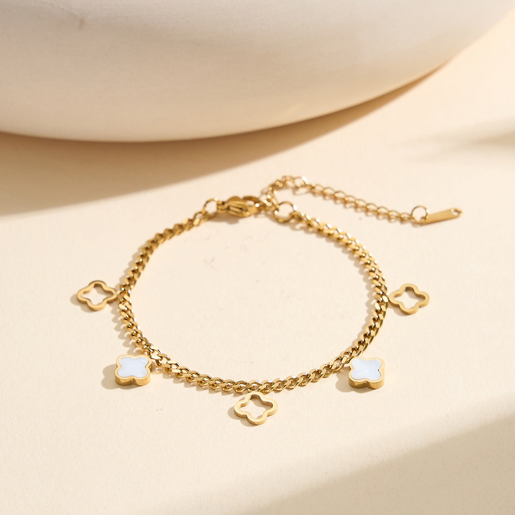 Aura Celestial // Mother of Pearl Clover Charm Bracelet