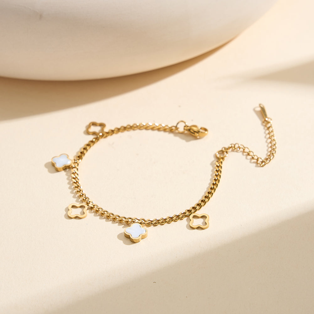 Aura Celestial // Mother of Pearl Clover Charm Bracelet
