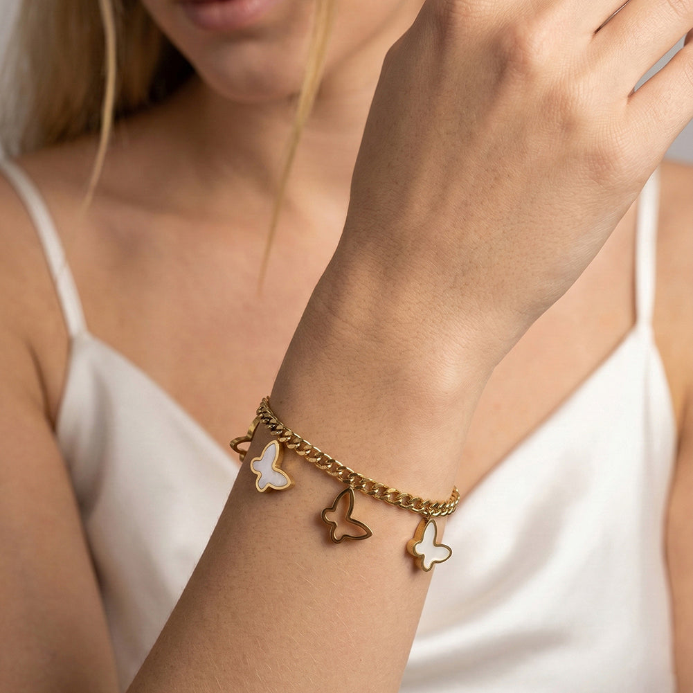 Aura Celestial // Mother of Pearl Butterfly Charm Bracelet
