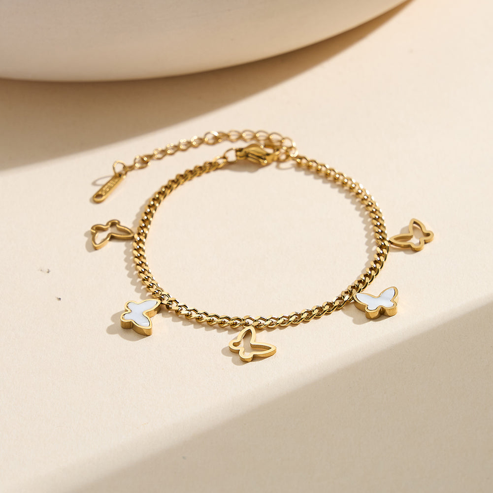 Aura Celestial // Mother of Pearl Butterfly Charm Bracelet