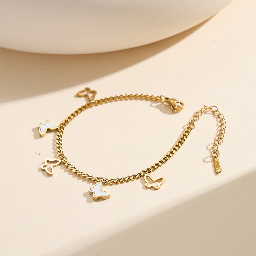 Aura Celestial // Mother of Pearl Butterfly Charm Bracelet
