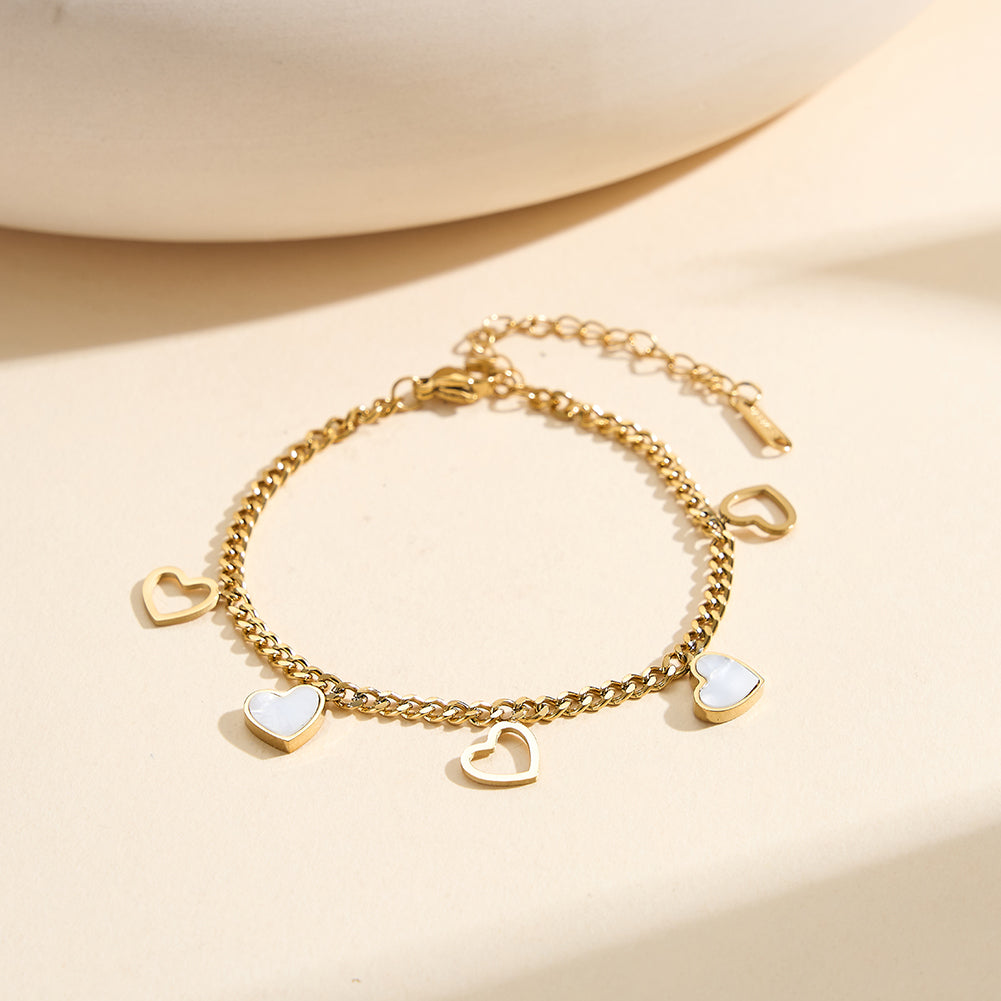 Aura Amour // Mother of Pearl Heart Charm Bracelet