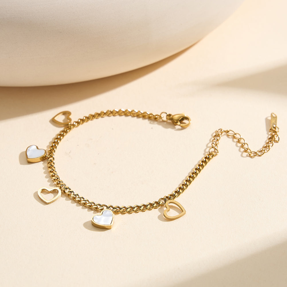 Aura Amour // Mother of Pearl Heart Charm Bracelet