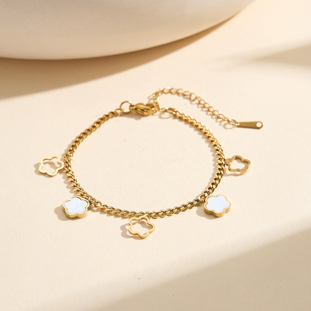 Aura Blossom // Mother of Pearl Flower Charm Bracelet
