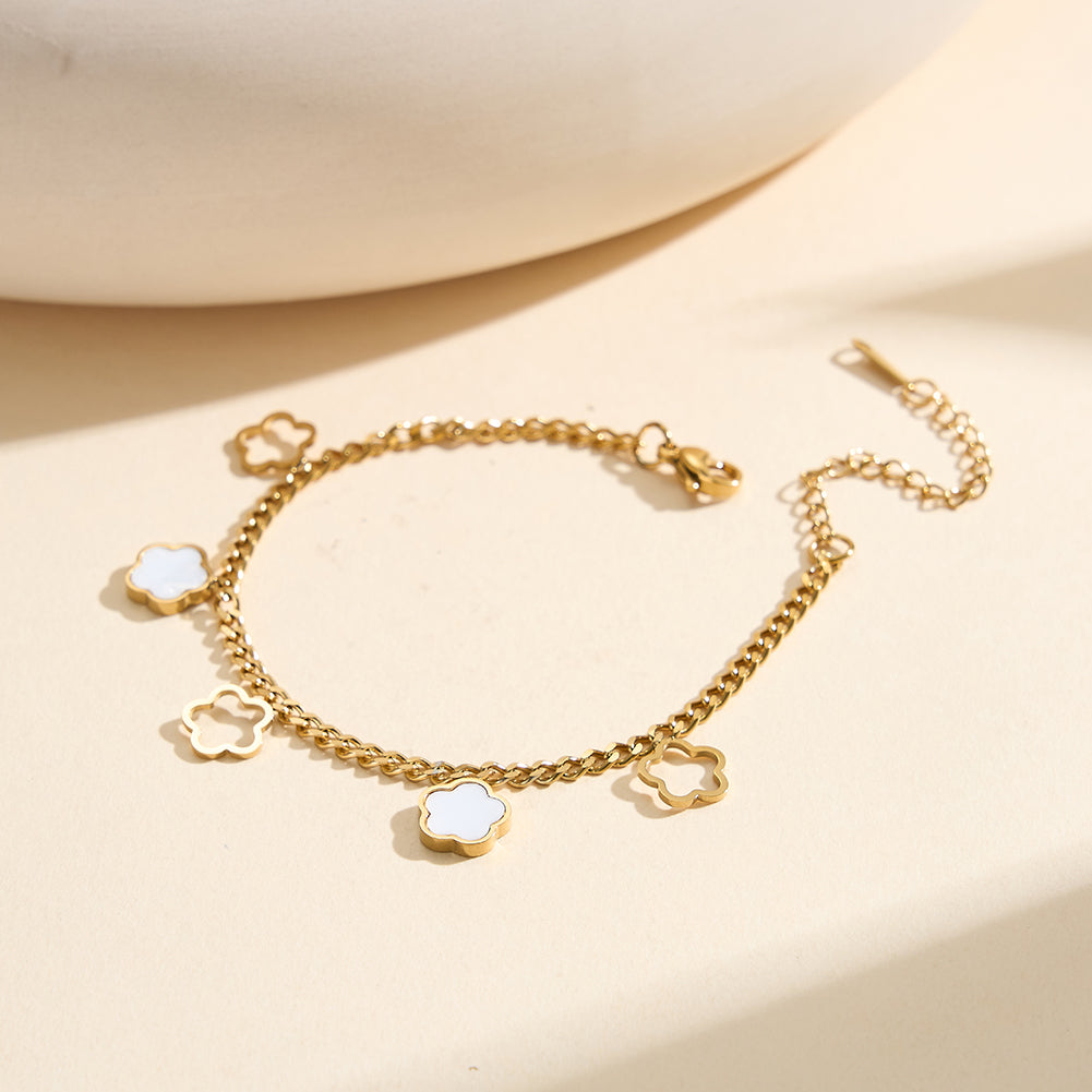 Aura Blossom // Mother of Pearl Flower Charm Bracelet