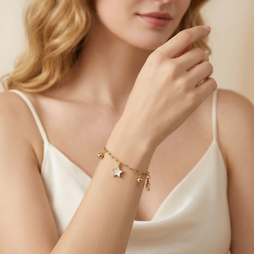 Aura Celestial // Mother of Pearl Star & Bead Shimmer Bracelet