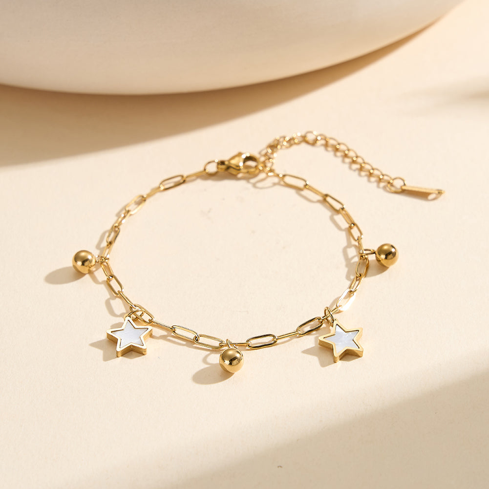 Aura Celestial // Mother of Pearl Star & Bead Shimmer Bracelet