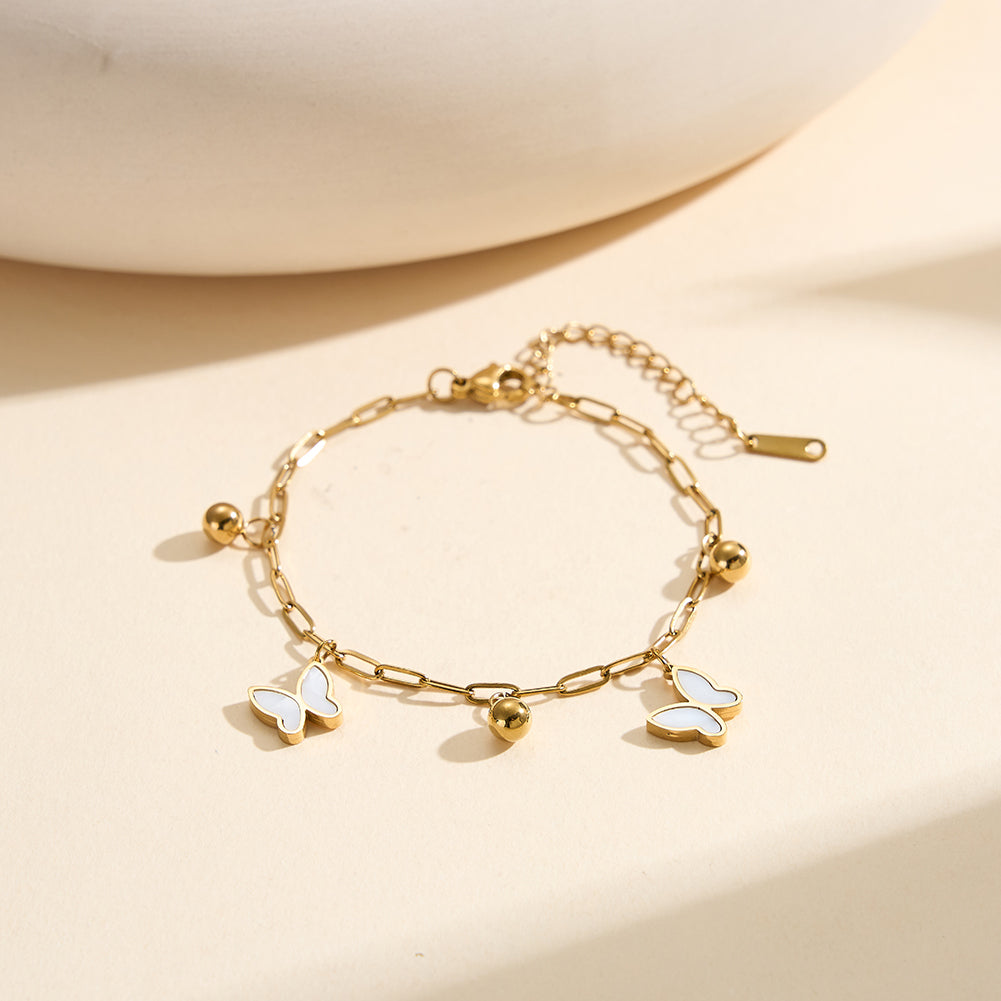 Aura Celestial // Mother of Pearl Butterfly & Bead Shimmer Bracelet